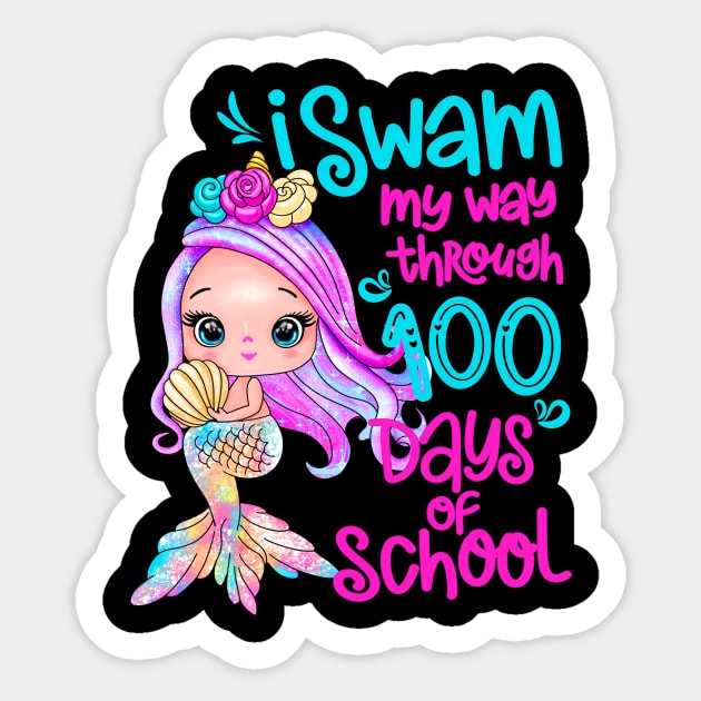 Unicorn Mermaid I Swam My Way Through 100 Days Of School Sticker by SilverLake